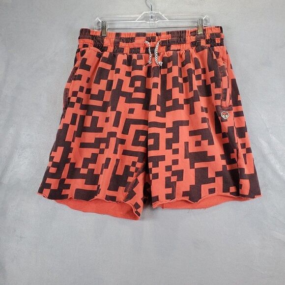 Trukfit Shorts Mens 3XL Orange Fleece Trippy Geometric Skateboard Lil Tommy - Picture 1 of 11
